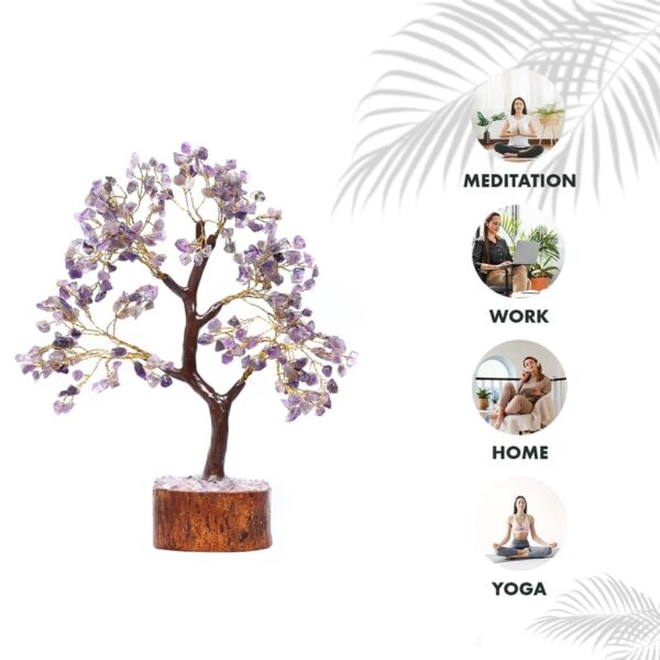 Amethyst Silver Wire Tree with Mseal 300 Beads, Healing Crystal Tree for Stress Relief, Calmness & Spiritual Clarity | Handcrafted Gemstone Tree Dcor for Energy Healing - Image 5