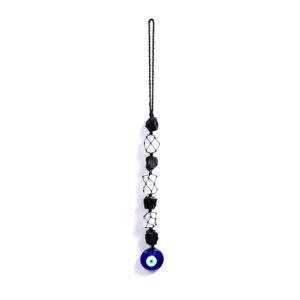 Evil Eye Hanging, Black Tourmaline and Selenite Crystal Hanging, Energy Healing & Protection, Manifestation, and Psychic Reading, Reiki Healing Evil Eye - Hanging for Car and Home