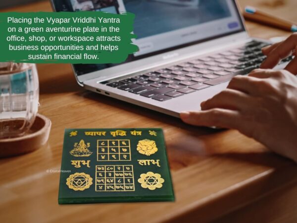 Certified Green Aventurine Vyapar Vridhi Yantra for Business - Enhance Money, Wealth, and Success with Protection - Ideal for Business Growth with Vyapar Vridhi Yantra for Prosperity - Image 4