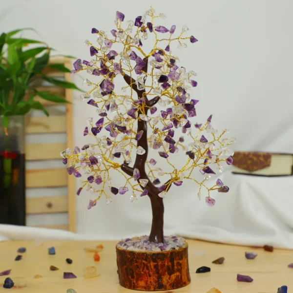 Amethyst Silver Wire Tree with Mseal 300 Beads, Healing Crystal Tree for Stress Relief, Calmness & Spiritual Clarity | Handcrafted Gemstone Tree Dcor for Energy Healing - Image 2